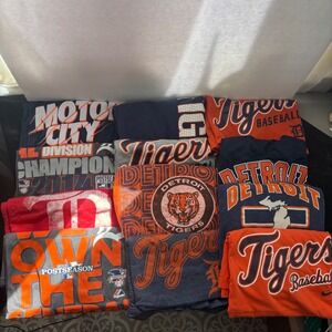 12 Pc Detroit Tigers T-Shirt Lot XL/XXL Navy Orange Gray MLB VTG Modern